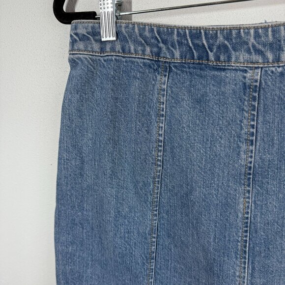 LOFT Womens Button Front Denim Mini Skirt 30/10 Patch Pocket Retro Boho Utility - Picture 4 of 11
